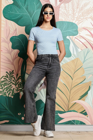 One Sky Women’s Solid Ribbed Cotton Stretch Top – Short Sleeves, Casual Fit