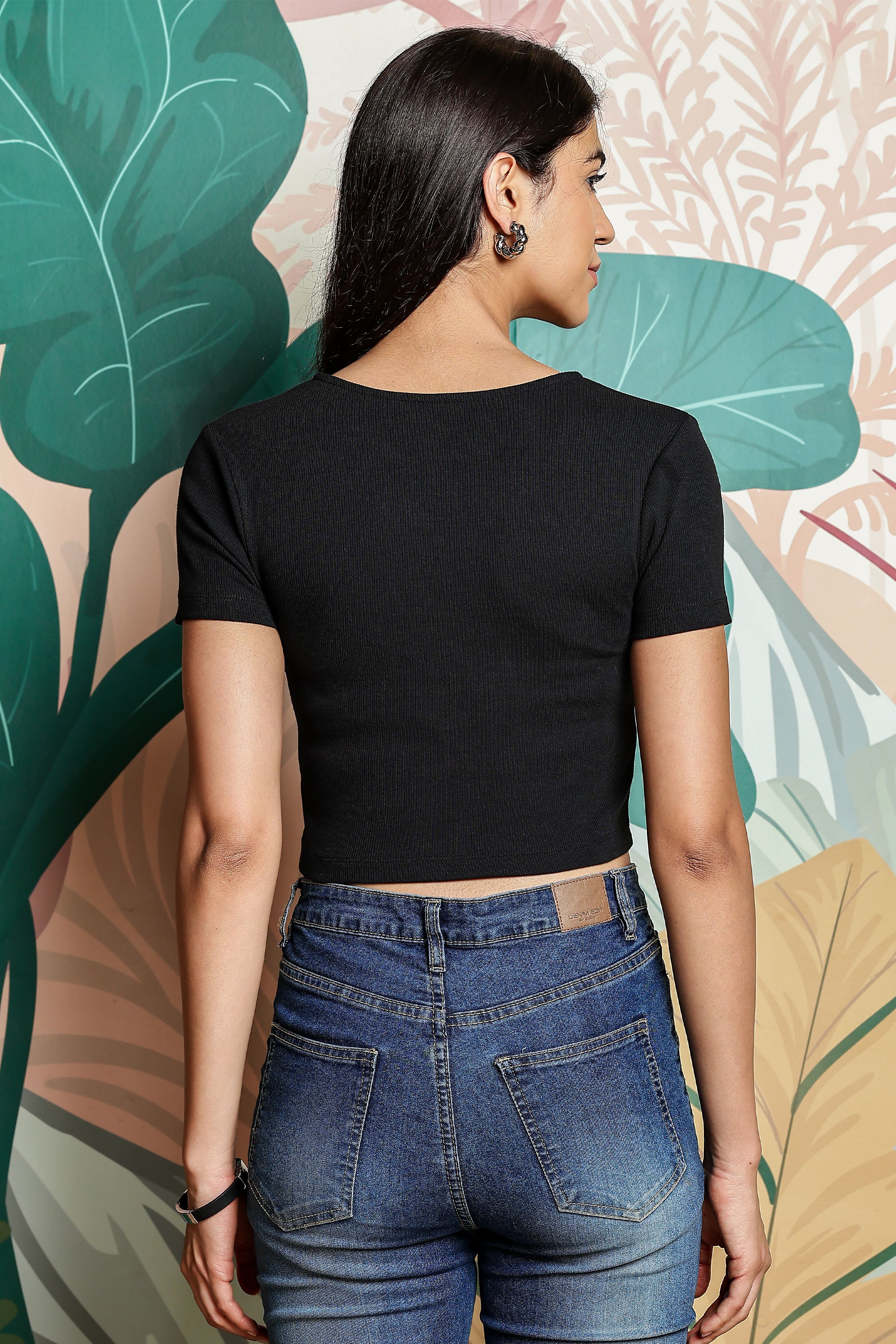 One Sky Women’s Solid Ribbed Cotton Stretch Top – Short Sleeves, Casual Fit