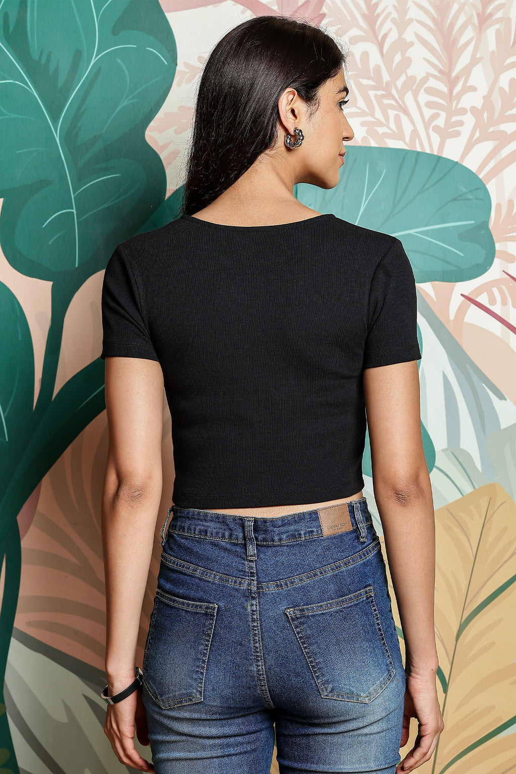 One Sky Women’s Solid Ribbed Cotton Stretch Top – Short Sleeves, Casual Fit