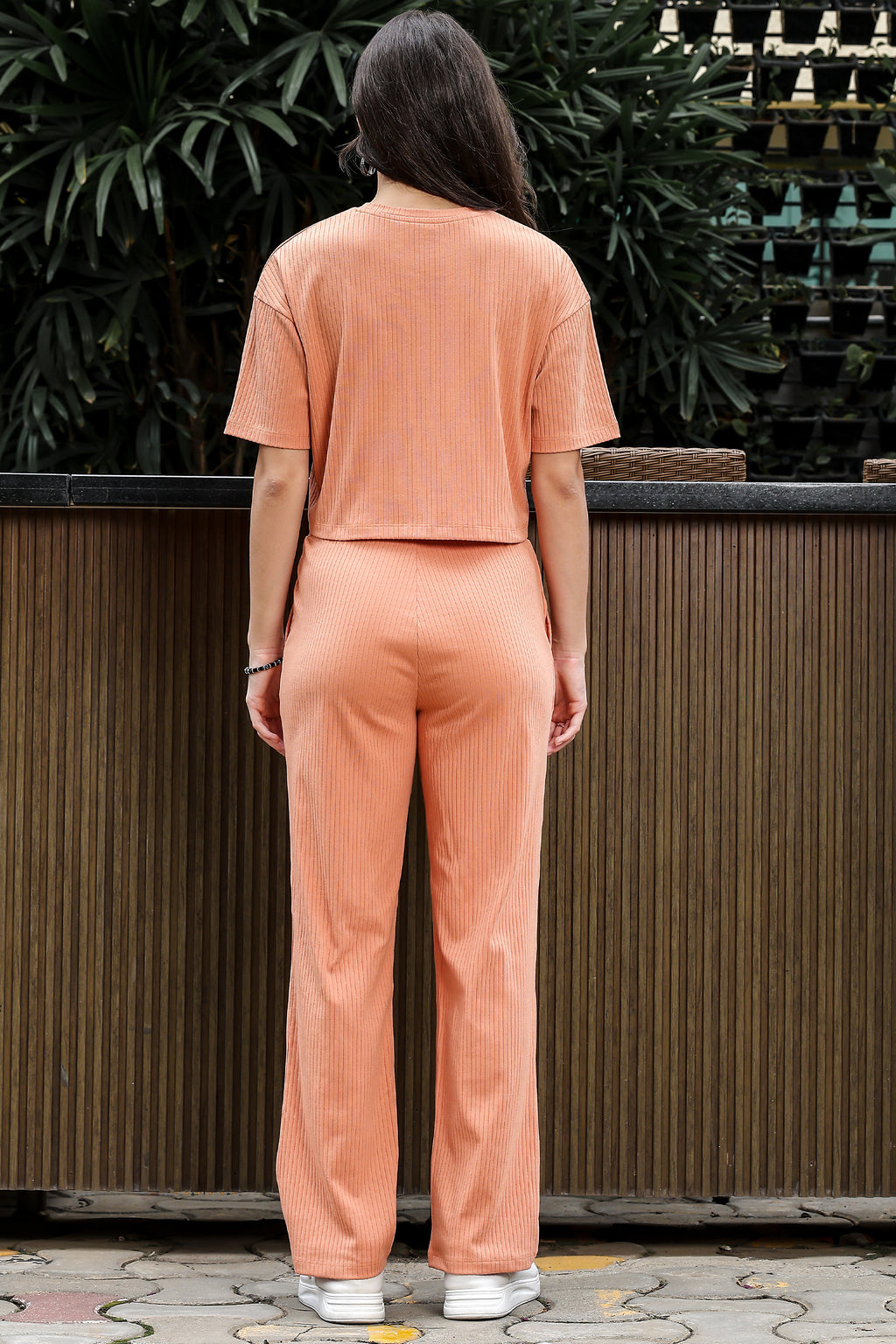 WOMEN ROUND NECK ORANGE HALF SLV  CO-ORD SET