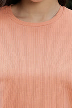 WOMEN ROUND NECK ORANGE HALF SLV  CO-ORD SET