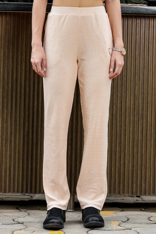 WOMEN ROUND NECK CREAM HALF SLV  CO-ORD SET