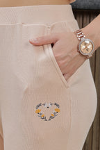 WOMEN ROUND NECK CREAM HALF SLV  CO-ORD SET