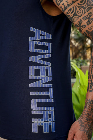 ONE SKY Men's Cotton Stretch Sleeveless Tank Top | Typography Print | Round Neck | Casual Pullover