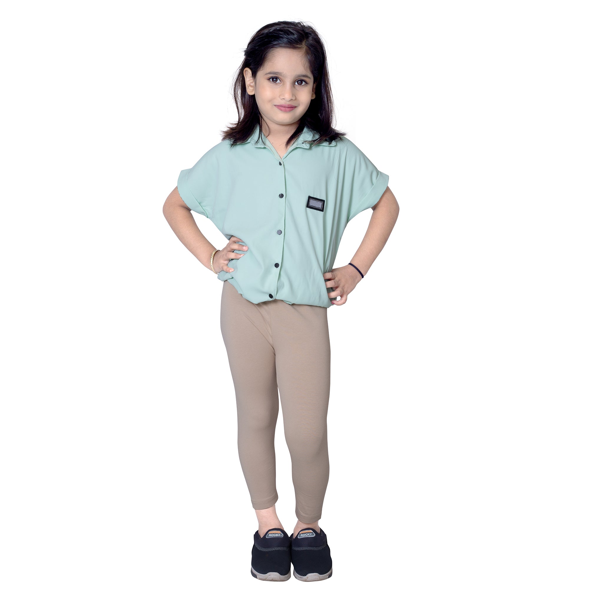 Girls Beige Ankle Length Legging