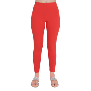 Women Bright Red Ankle Length Legging