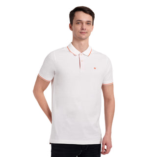 Men White Round Neck T-Shirt