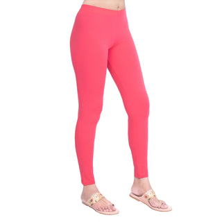 Women Bubblegum Pink Breathable Long Length Legging