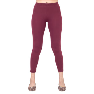 Women Burgandy Ankle Length Legging