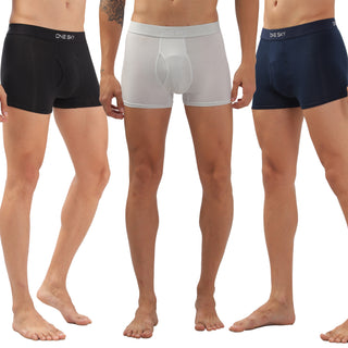 Mens Solid Cotton Trunk Underwear (Pack of 3)