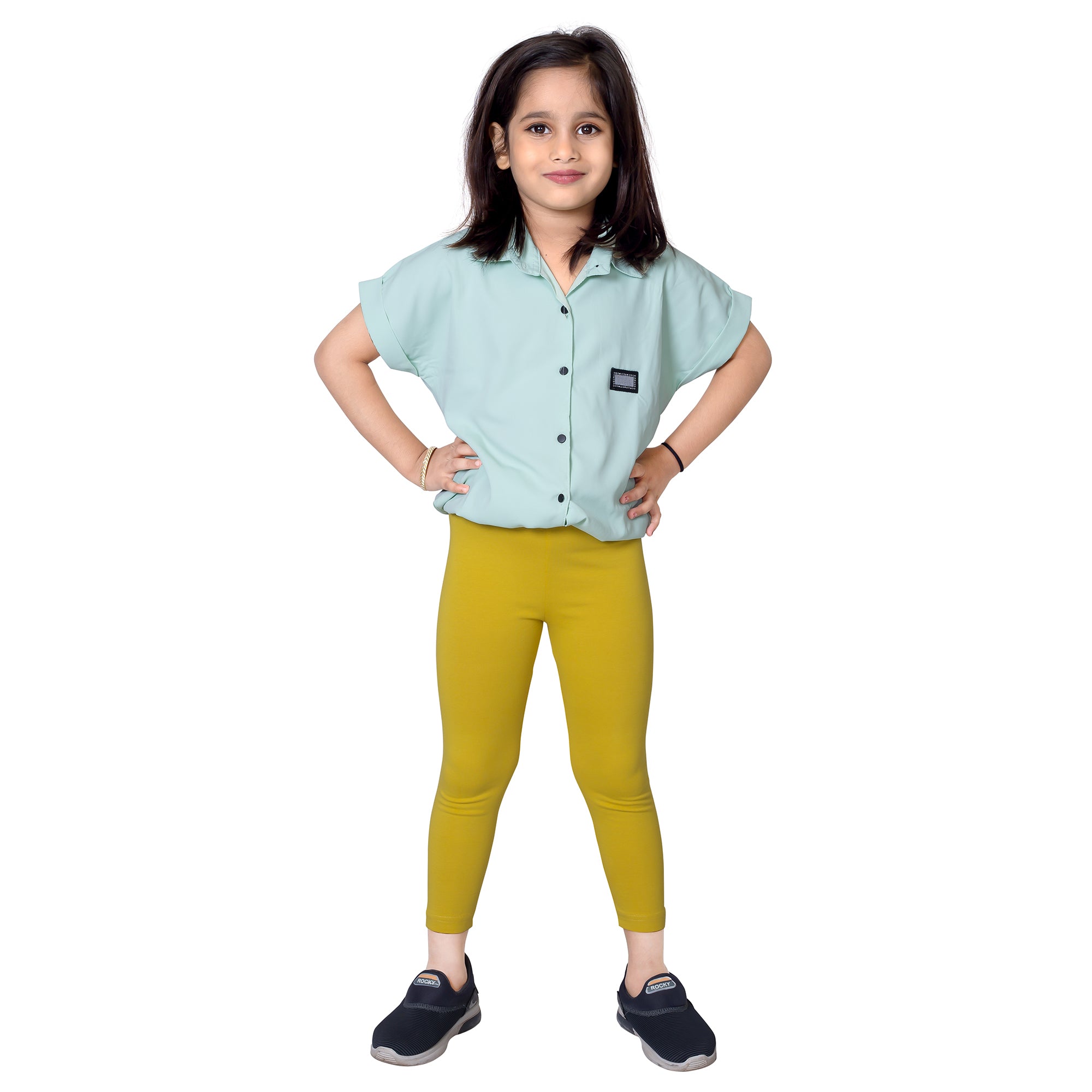 Girls Dull Lemon Ankle Length Legging