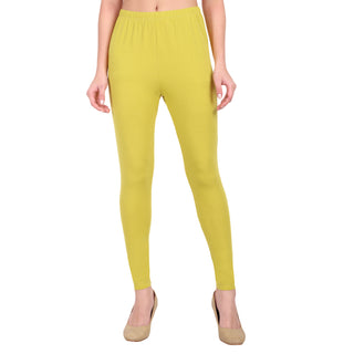 Women Dull Lemon Breathable Long Length Legging