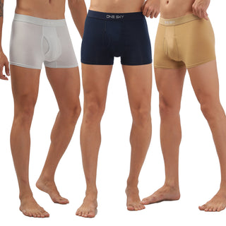 Mens Solid Cotton Trunk Underwear (Pack of 3)