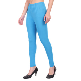 Women French Blue Breathable Long Length Legging