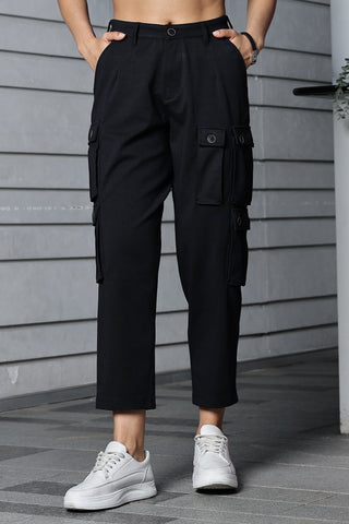 ONE SKY WOMEN BLACK IRIS SOLID WOMENS CARGO