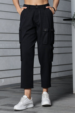 ONE SKY WOMEN BLACK IRIS SOLID WOMENS CARGO