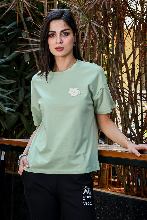 Women’s Printed Cotton T-Shirt | Typography Design | 100% Cotton | Round Neck | Short Sleeves | Pull-On Style | Casual Wear | Machine Washable