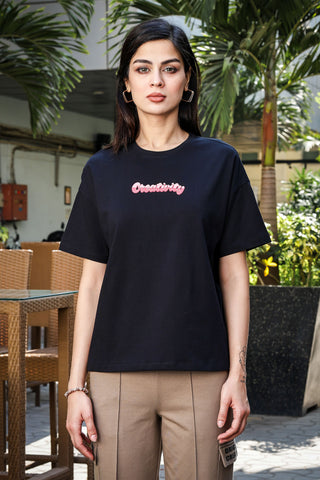 Women’s 100% Cotton Typography Printed T-Shirt | Round Neck Short Sleeves Casual Tee | Pullover Style