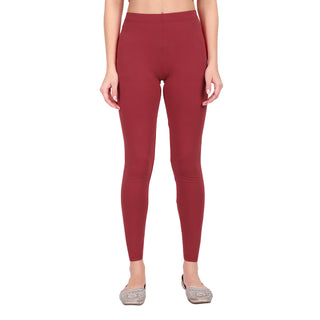 Women Maroon Breathable Long Length Legging