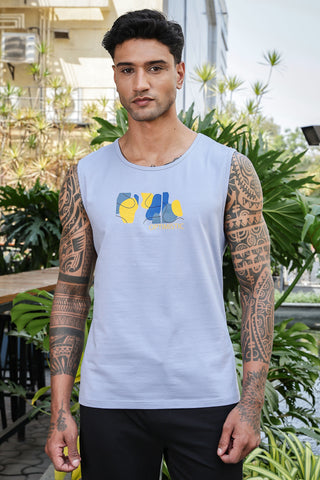 Men's Sleeveless Graphic Printed Tank Top | Cotton Stretch Round Neck Casual Vest | Pullover Style