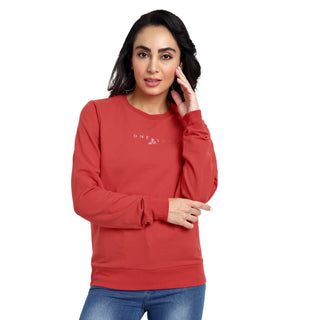 Women Classic Red Pure Cotton Sweatshirt