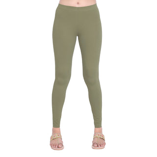 Women Olive Breathable Long Length Legging