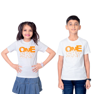 Kids White Round Neck T-Shirt