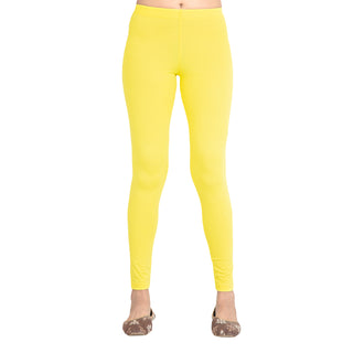 Women Pop Yellow Breathable Long Length Legging