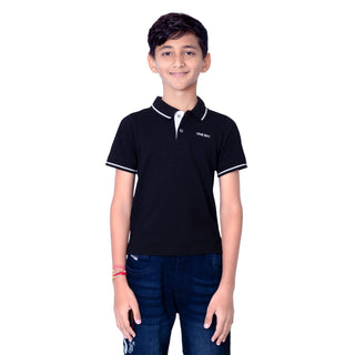 Boys Black Polo T-Shirt