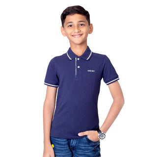 Boys Navy Tipping Polo T-Shirt