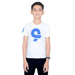 Boys White Round Neck T-Shirt