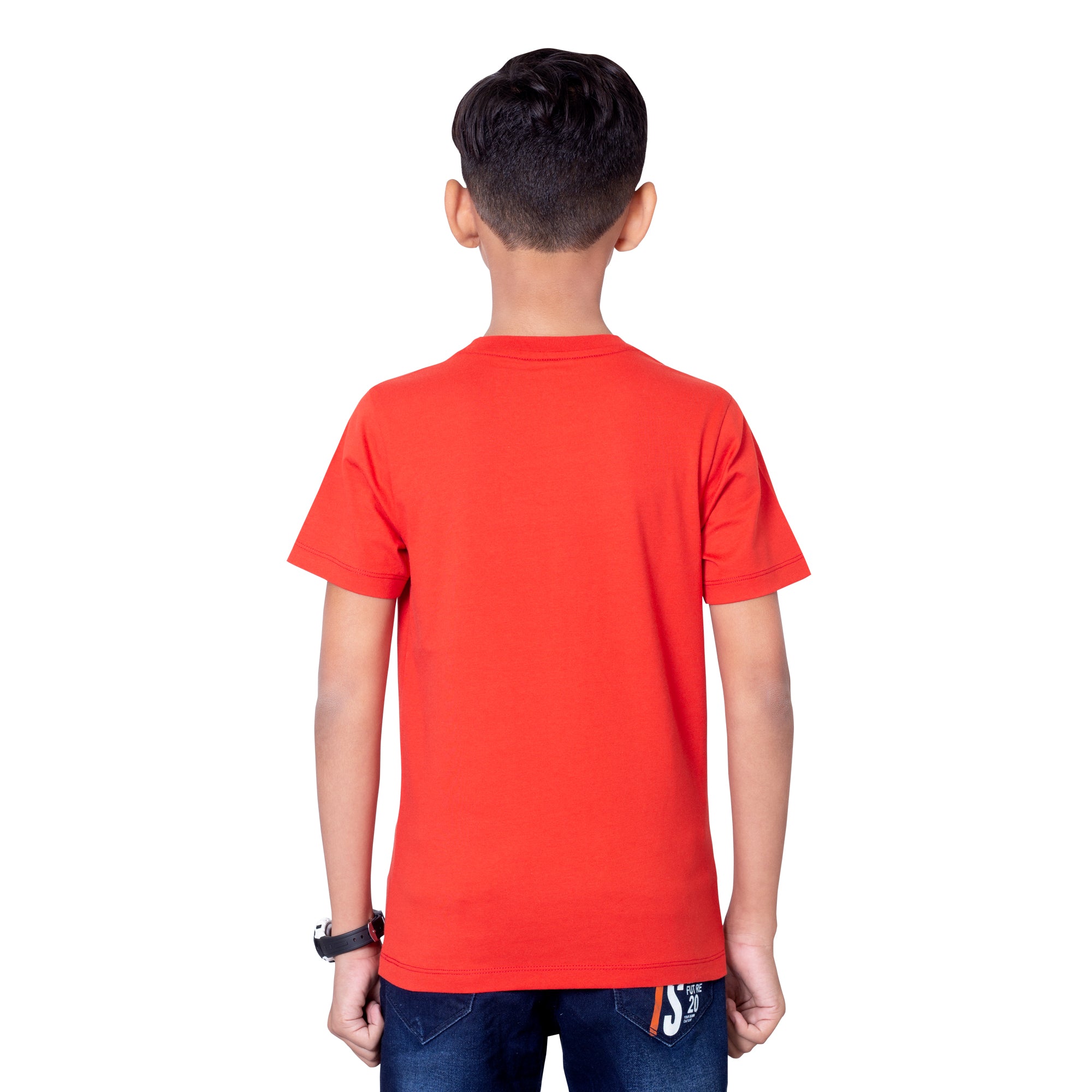 Boys Classic Red Round Neck T-Shirt