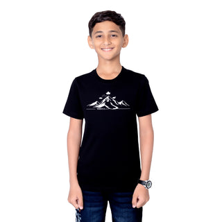 Boys Black Round Neck T-Shirt