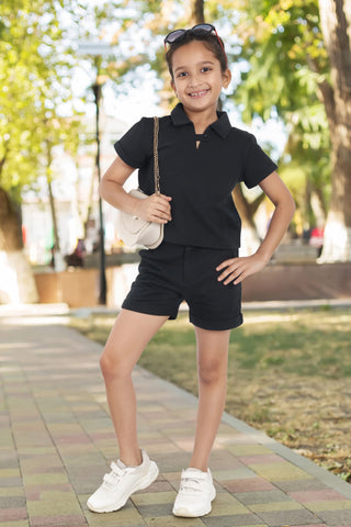 GIRLS BLACK BEAUTY SOLID CO-ORDS SET