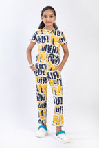 ONE SKY Girls' Cotton Co-ord Set | Abstract Print Tee & Pants | Casual 2-Piece | Ages 3-14 Years