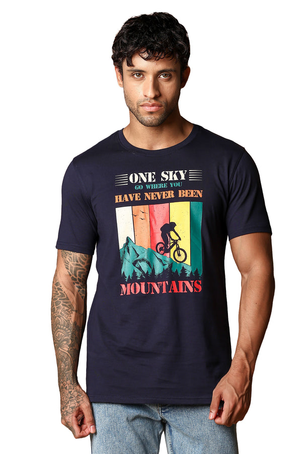 MEN ROUND NECK NIGHT SKY PRINTED T SHIRT