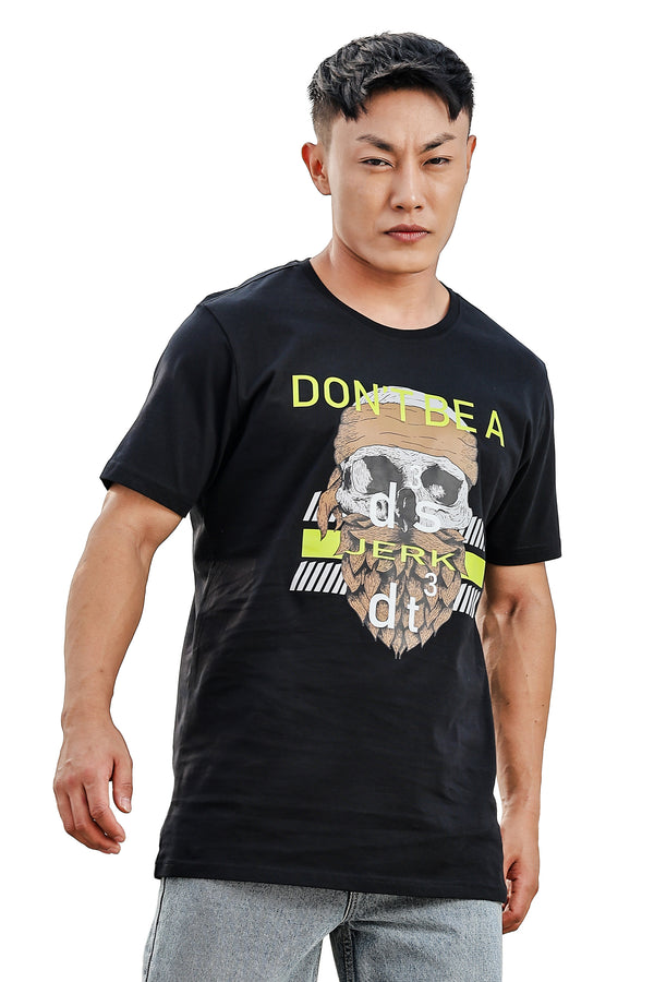 MEN ROUND NECK BLACK BEAUTY PRINTED T SHIRT