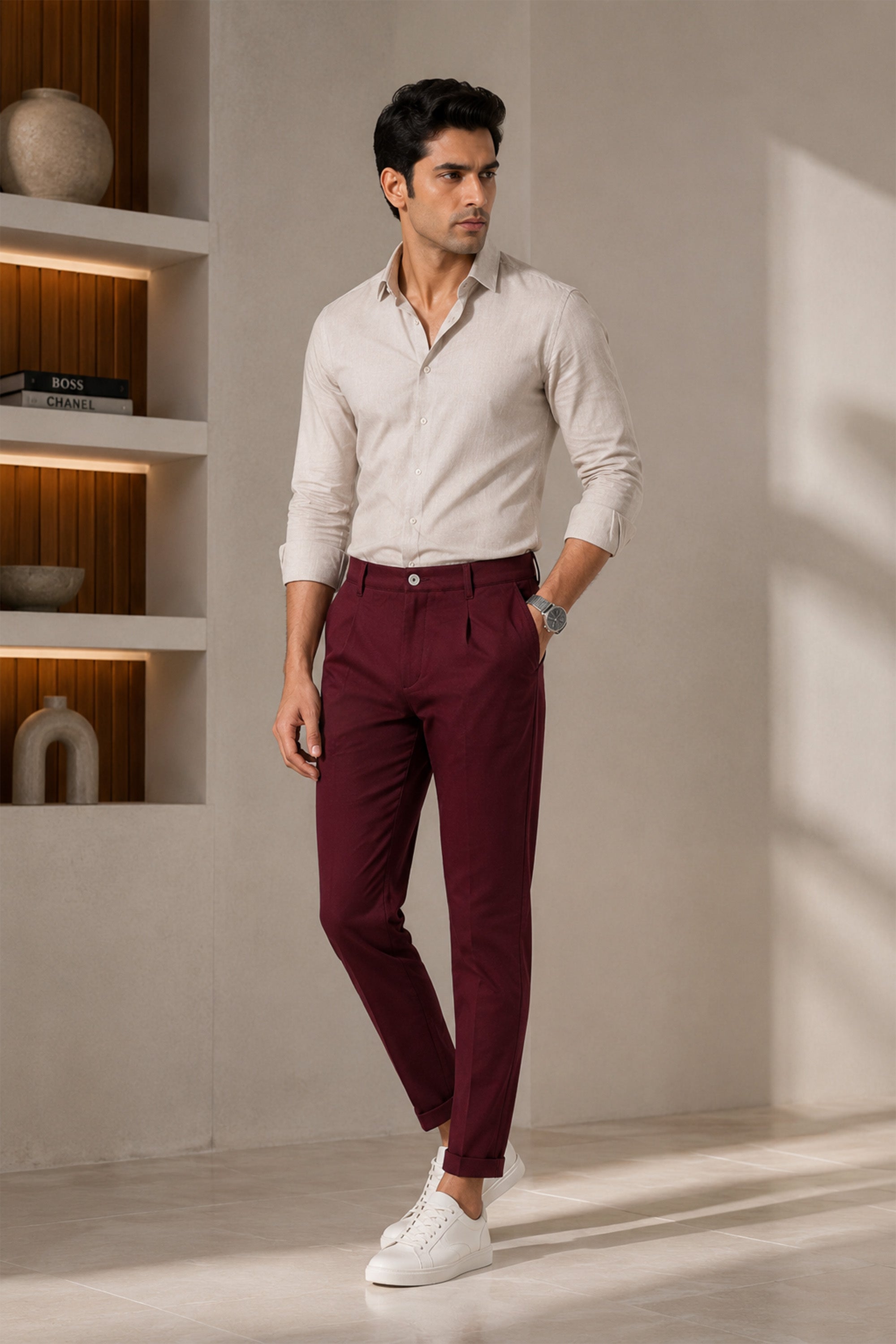 CHOCOLATE TRUFFLE COLOR MEN TROUSER
