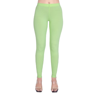 Women Soft Green Breathable Long Length Legging