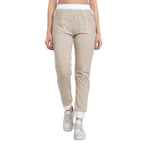 Women Beige Vogue Voyage Striped Jogger