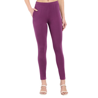 Women Dark Violet Regular Legging