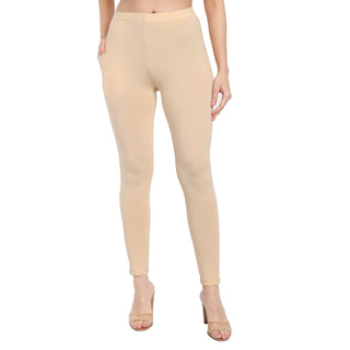 Women Light Peach Regular Legging