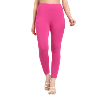 Women Fuchsia Pink Ankle Length Legging