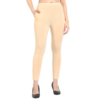 Women Light Peach Ankle Length Legging