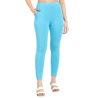 Women Light Blue Ankle Length Legging