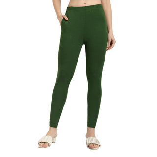 Women Dark Green Ankle Length Legging