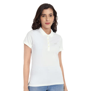 Women Bright White Comfort Cotton Polo T-Shirt