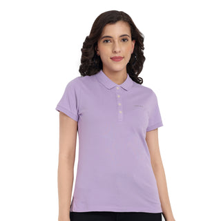 Women Purple Comfort Cotton Polo T-Shirt