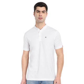 Men White Pure Cotton Polo T-Shirt