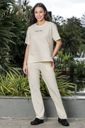 WOMEN ROUND NECK WHITE HALF SLV  CO-ORD SET